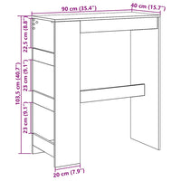 Tavolo Bar con Rastrelliera Rovere Nero 90x40x103,5 cm 868076