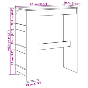 Tavolo Bar con Rastrelliera Rovere Nero 90x40x103,5 cm 868076