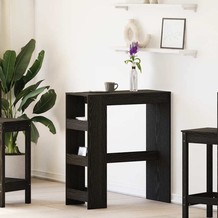 Tavolo Bar con Rastrelliera Rovere Nero 90x40x103,5 cm 868076