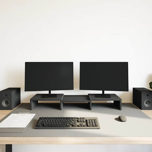 Supporto Monitor Regolabile Rovere Nero 60x24x10,5cm Truciolato