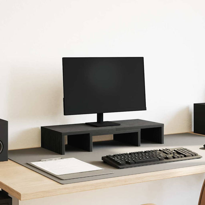 Supporto Monitor Regolabile Rovere Nero 60x24x10,5cm Truciolato 868082