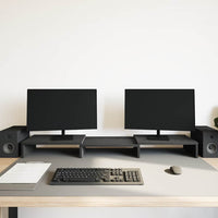 Supporto per Monitor Regolabile Rovere Nero 80x24x10,5 cm