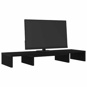 Supporto per Monitor Regolabile Rovere Nero 80x24x10,5 cm