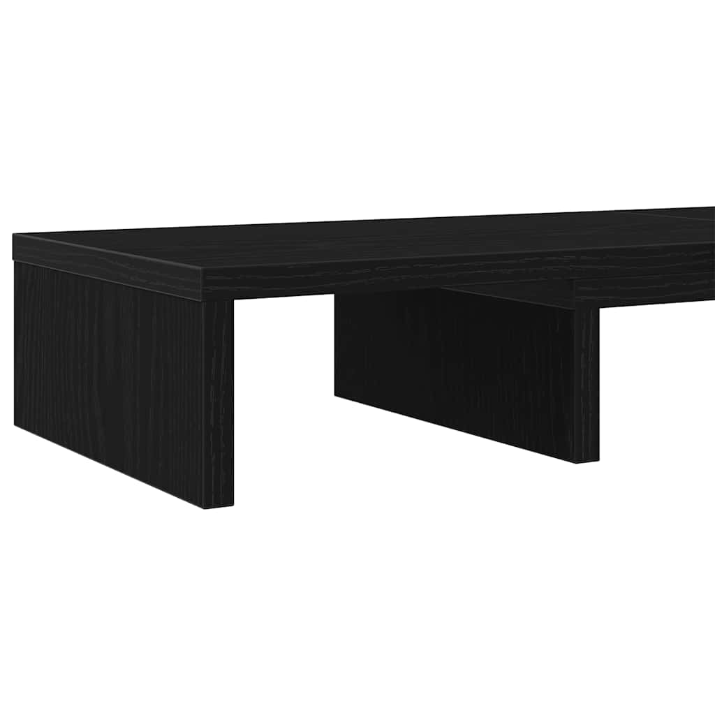 Supporto per Monitor Regolabile Rovere Nero 80x24x10,5 cm