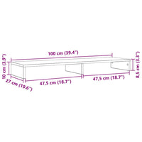 vidaXL Supporto per Monitor Rovere Nero 100x27x10cm in Legno di Pino