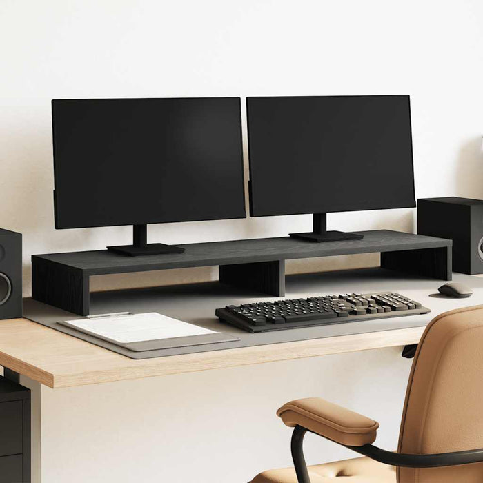 vidaXL Supporto per Monitor Rovere Nero 100x27x10cm in Legno di Pino