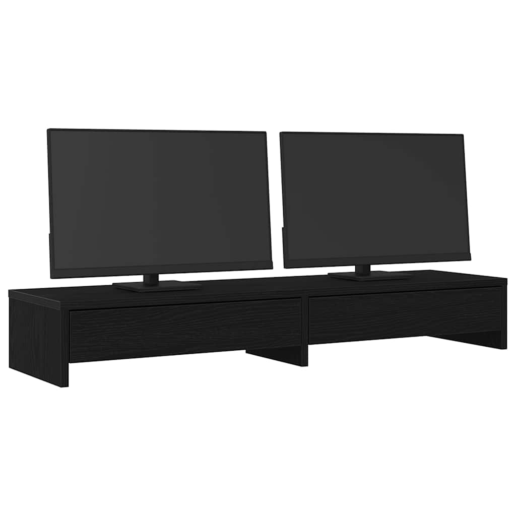 Supporto Monitor con Cassetti Rovere Nero 100x27x15 cm 868086