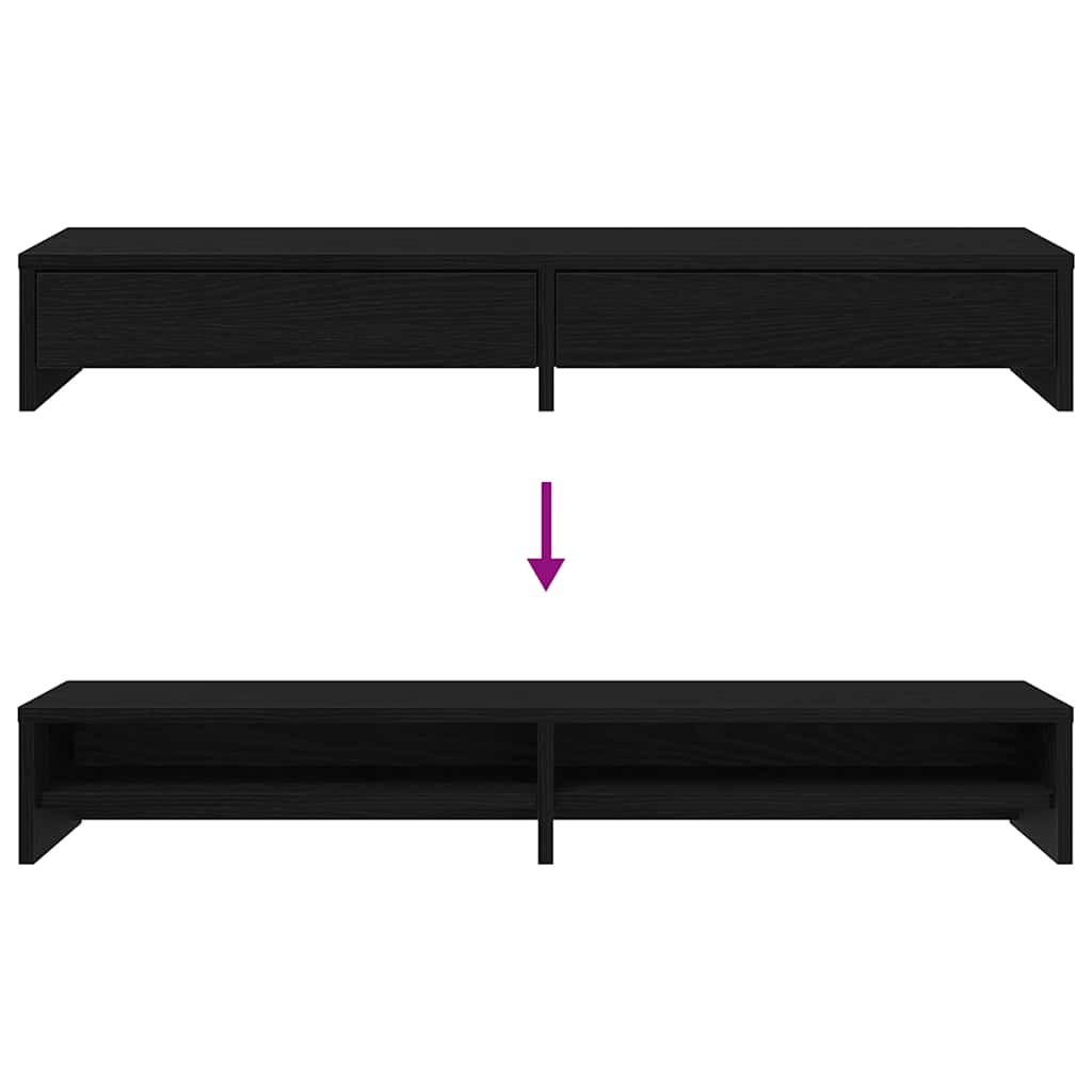 vidaXL Supporto Monitor con Cassetti Rovere Nero 100x27x15 cm