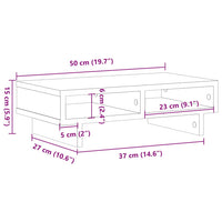 Supporto per Monitor Rovere Nero 50x27x15 cm in Truciolato 868088