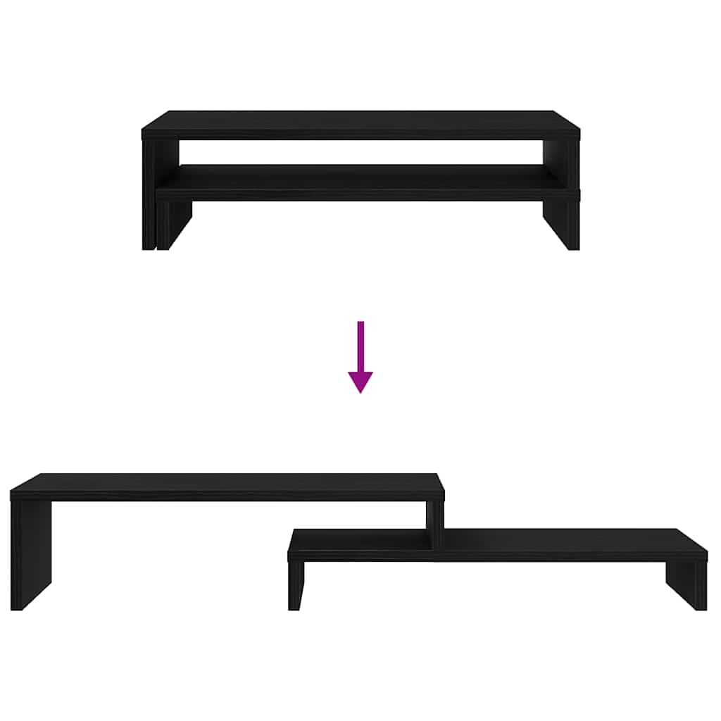 Supporto per Monitor Rovere Nero 54x22x15 cm in Truciolato