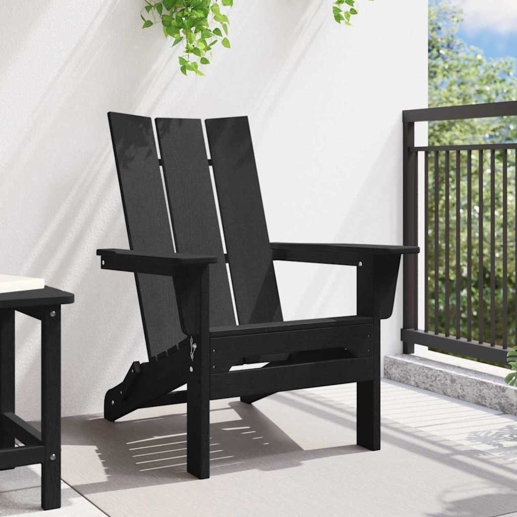 vidaXL Sedia Adirondack Pieghevole Nero 74.5 x 80.5 x 90cm Plastica