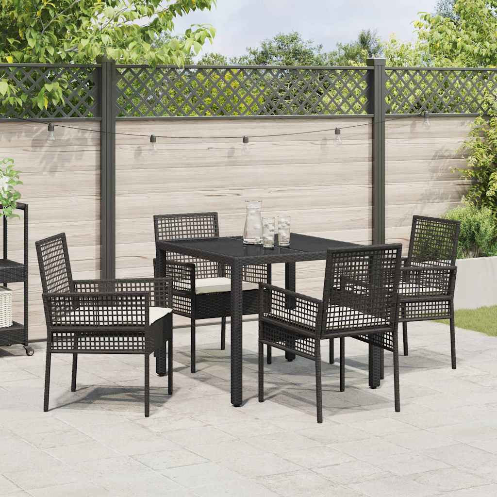 Set da Pranzo per Giardino 5 pcs Nero 90 x 90 x 75 cm 3334856