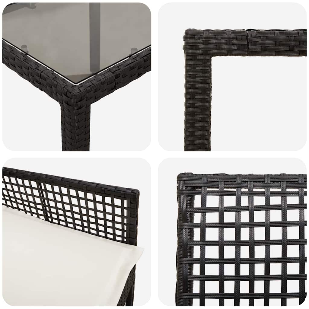 Set da Pranzo per Giardino 5 pcs Nero Poly Rattan 3334857