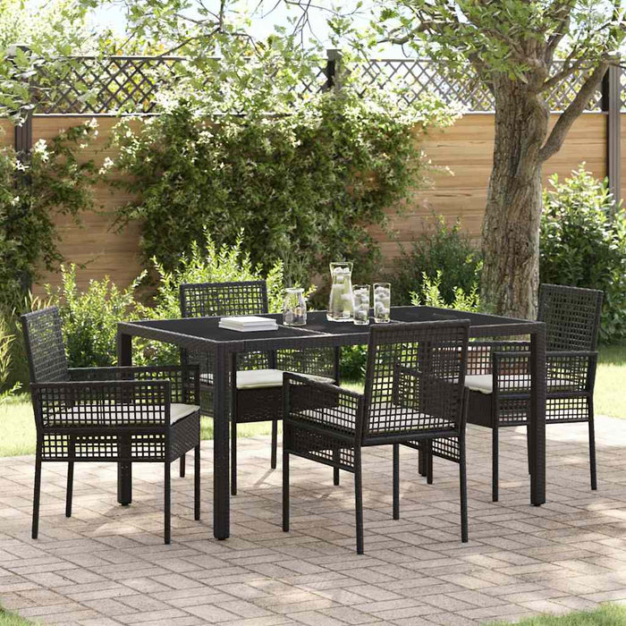 Set da Pranzo per Giardino 5 pcs Nero Poly Rattan 3334857