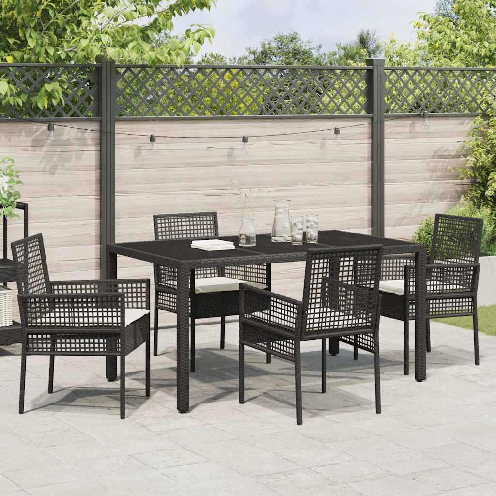 Set da Pranzo per Giardino 5 pcs Nero Poly Rattan 3334857