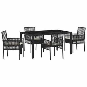 Set da Pranzo per Giardino 5 pcs Nero Poly Rattan 3334857