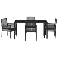 Set da Pranzo per Giardino 5 pcs Nero Poly Rattan 3334857