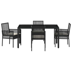 Set da Pranzo per Giardino 5 pcs Nero Poly Rattan 3334857