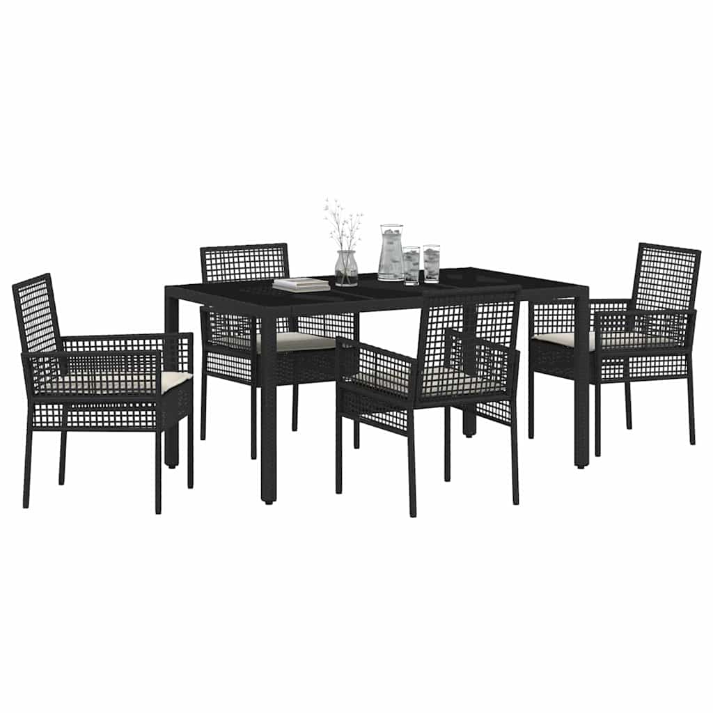 Set da Pranzo per Giardino 5 pcs Nero Poly Rattan 3334857