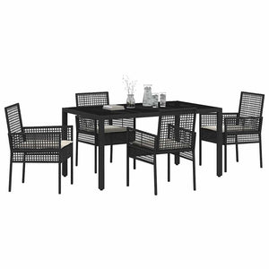 Set da Pranzo per Giardino 5 pcs Nero Poly Rattan 3334857