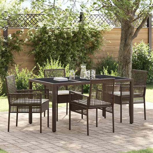 Set da Pranzo per Giardino 5 pcs Marrone Poly Rattan 3334865
