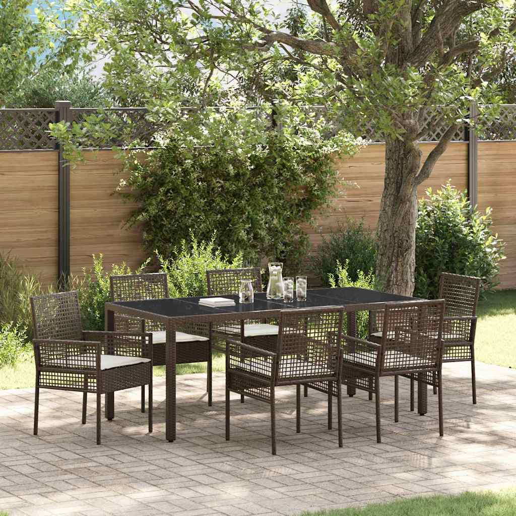 Set da Pranzo per Giardino 7 pcs Marrone 190 x 90 x 75 cm 3334867