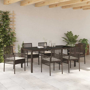 Set da Pranzo per Giardino 7 pcs Marrone 190 x 90 x 75 cm 3334867