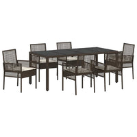Set da Pranzo per Giardino 7 pcs Marrone 190 x 90 x 75 cm 3334867