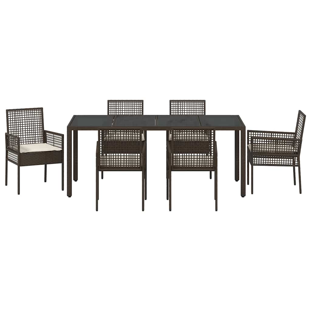 Set da Pranzo per Giardino 7 pcs Marrone 190 x 90 x 75 cm 3334867