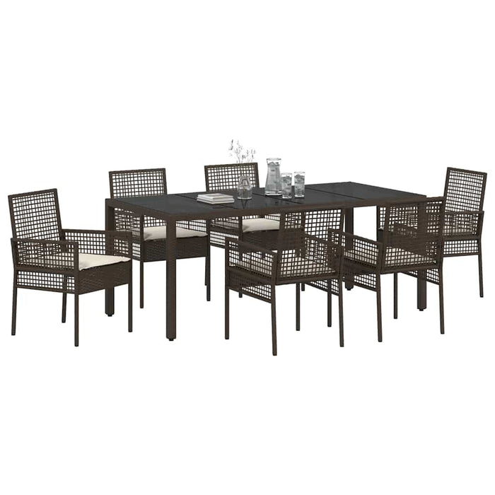 Set da Pranzo per Giardino 7 pcs Marrone 190 x 90 x 75 cm 3334867