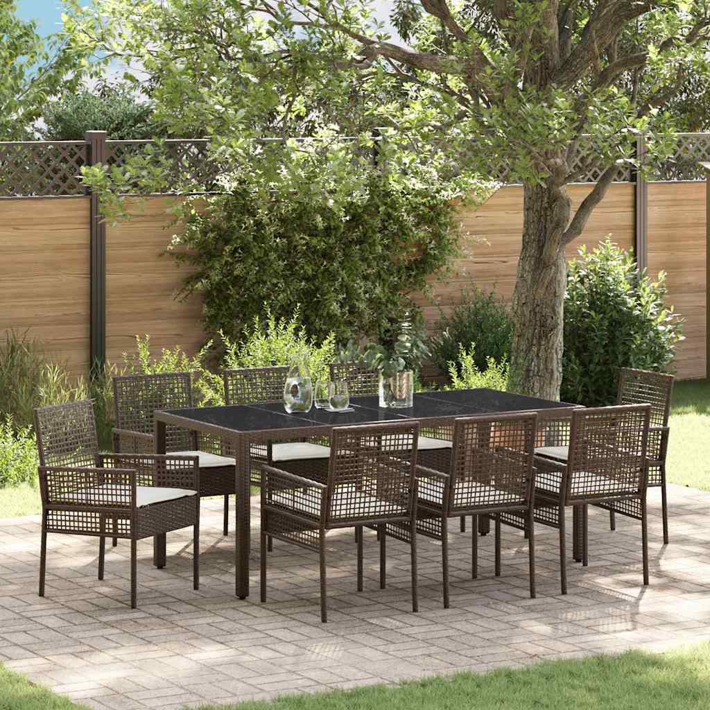 Set da Pranzo per Giardino 9 pcs Marrone 190 x 90 x 75 cm 3334868