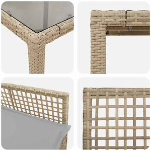 Set da Pranzo per Giardino 3 pcs Beige Poly Rattan 3334879