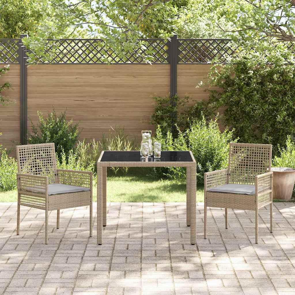 Set da Pranzo per Giardino 3 pcs Beige Poly Rattan 3334879