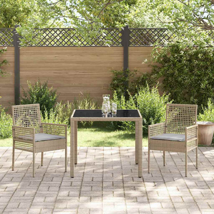 Set da Pranzo per Giardino 3 pcs Beige Poly Rattan 3334879