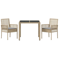 Set da Pranzo per Giardino 3 pcs Beige Poly Rattan 3334879