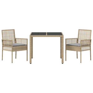 Set da Pranzo per Giardino 3 pcs Beige Poly Rattan 3334879