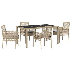 Set da Pranzo per Giardino 5 pcs Beige Poly Rattan 3334881