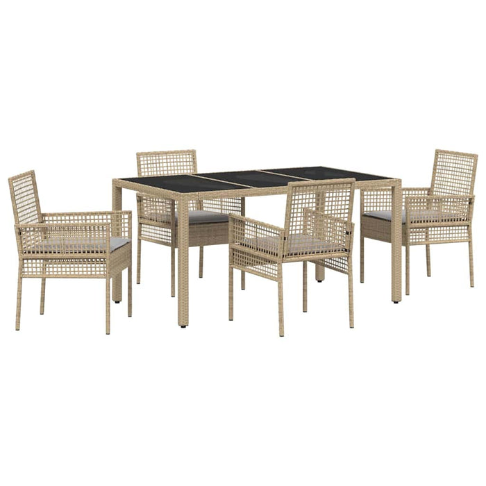 Set da Pranzo per Giardino 5 pcs Beige Poly Rattan 3334881