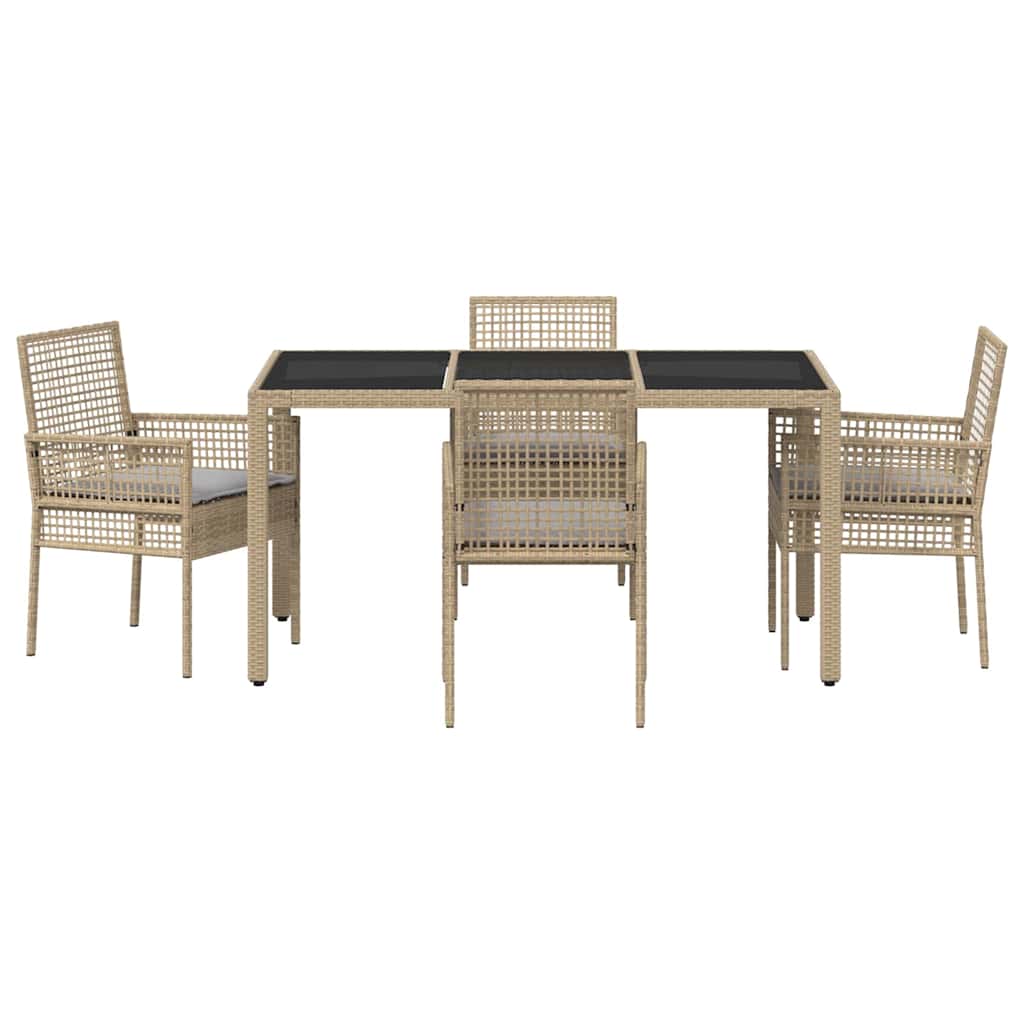Set da Pranzo per Giardino 5 pcs Beige Poly Rattan 3334881