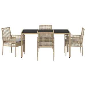 Set da Pranzo per Giardino 5 pcs Beige Poly Rattan 3334881