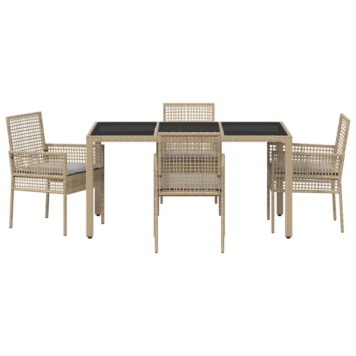 Set da Pranzo per Giardino 5 pcs Beige Poly Rattan 3334881