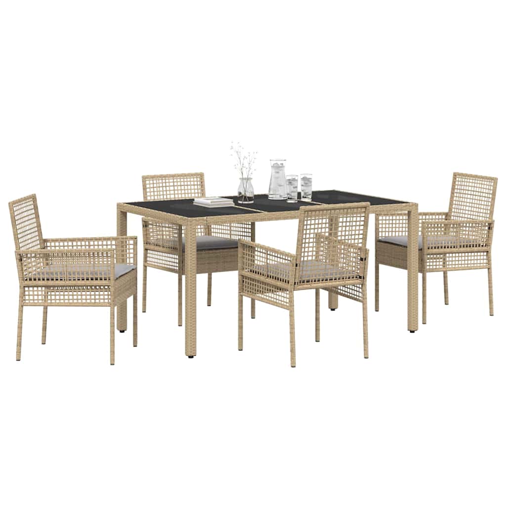 Set da Pranzo per Giardino 5 pcs Beige Poly Rattan 3334881