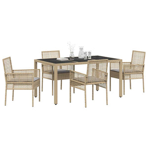 Set da Pranzo per Giardino 5 pcs Beige Poly Rattan 3334881