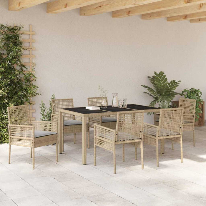 Set da Pranzo per Giardino 7 pcs Beige Poly Rattan 3334882