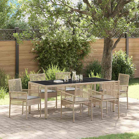 Set da Pranzo per Giardino 7 pcs Beige Poly Rattan 3334883