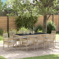Set da Pranzo per Giardino 9 pcs Beige Poly Rattan 3334884