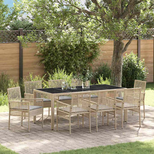 Set da Pranzo per Giardino 9 pcs Beige Poly Rattan 3334884