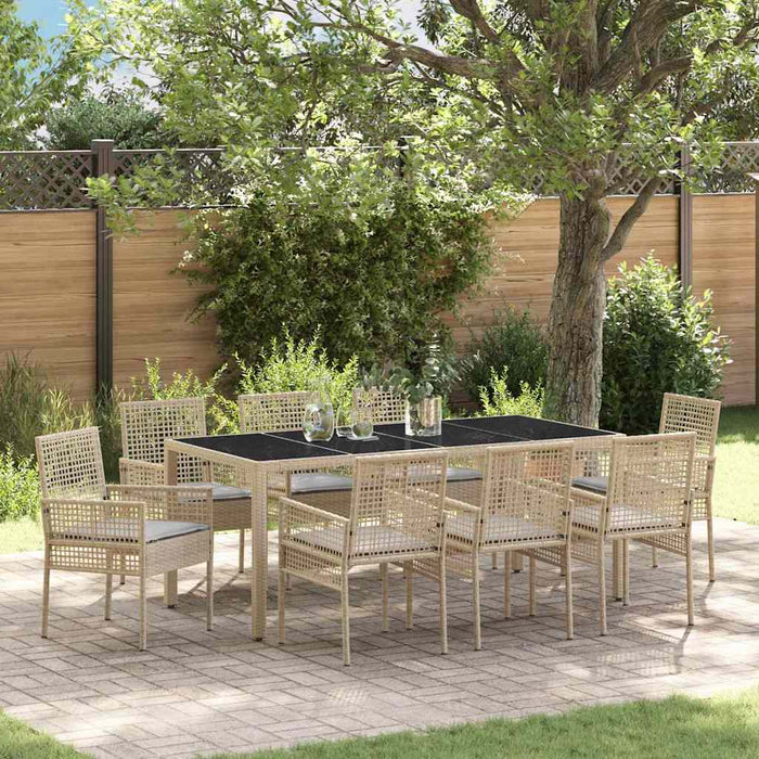 Set da Pranzo per Giardino 9 pcs Beige Poly Rattan 3334884
