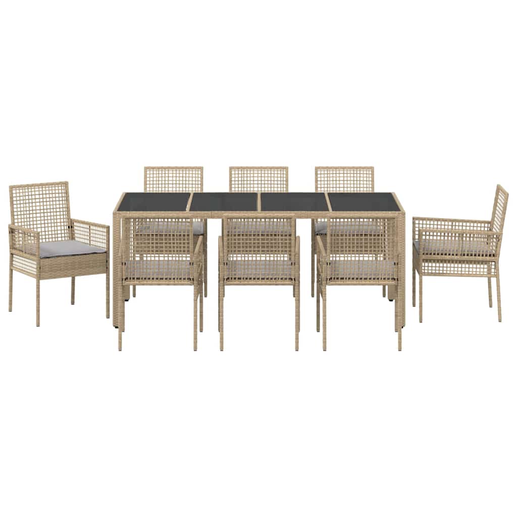 Set da Pranzo per Giardino 9 pcs Beige Poly Rattan 3334884