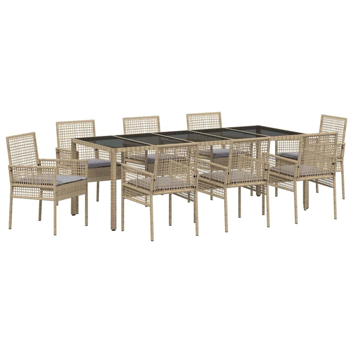 Set da Pranzo per Giardino 9 pcs Beige Poly Rattan 3334885
